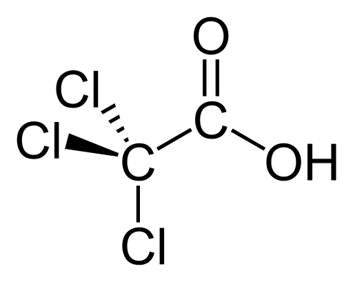 Struktur kimia trichloroacetic acid (TCA)